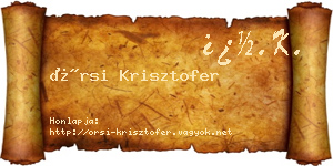 Örsi Krisztofer névjegykártya