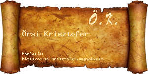 Örsi Krisztofer névjegykártya